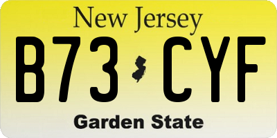 NJ license plate B73CYF