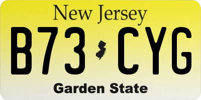 NJ license plate B73CYG