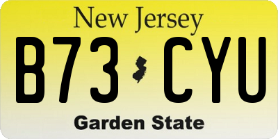 NJ license plate B73CYU