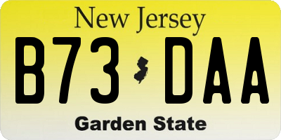 NJ license plate B73DAA