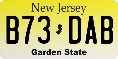 NJ license plate B73DAB