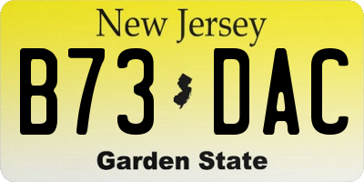 NJ license plate B73DAC