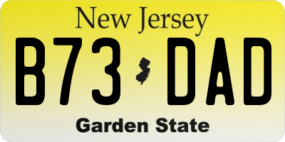 NJ license plate B73DAD