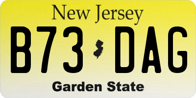 NJ license plate B73DAG