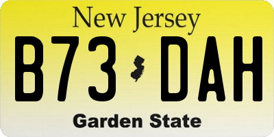 NJ license plate B73DAH