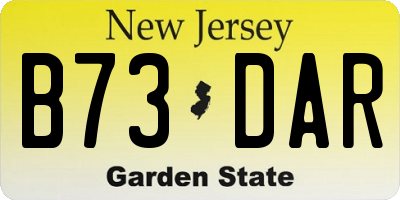 NJ license plate B73DAR