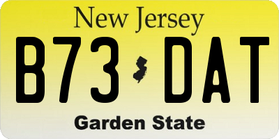 NJ license plate B73DAT