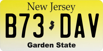 NJ license plate B73DAV