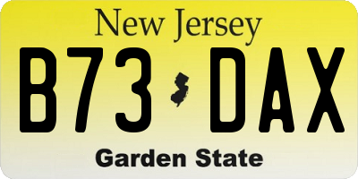 NJ license plate B73DAX