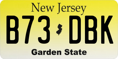 NJ license plate B73DBK
