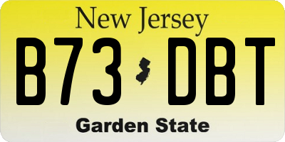 NJ license plate B73DBT