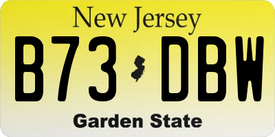 NJ license plate B73DBW