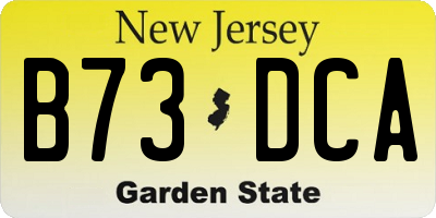 NJ license plate B73DCA