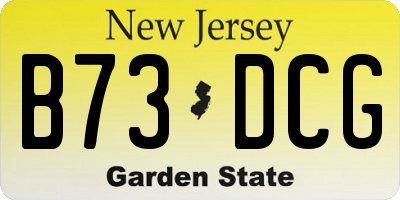 NJ license plate B73DCG