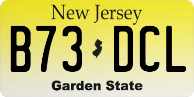 NJ license plate B73DCL
