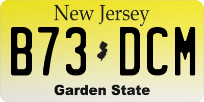 NJ license plate B73DCM