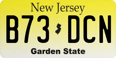 NJ license plate B73DCN