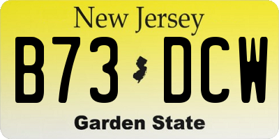 NJ license plate B73DCW