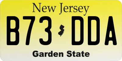 NJ license plate B73DDA