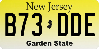 NJ license plate B73DDE