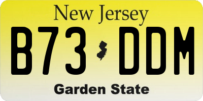 NJ license plate B73DDM