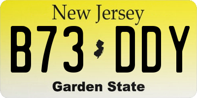 NJ license plate B73DDY