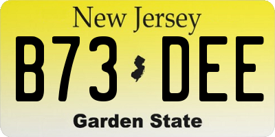 NJ license plate B73DEE