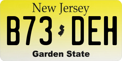 NJ license plate B73DEH