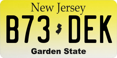 NJ license plate B73DEK