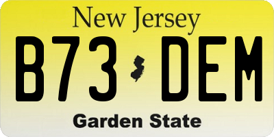 NJ license plate B73DEM