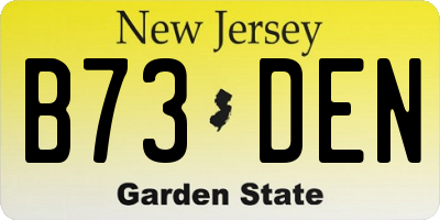 NJ license plate B73DEN