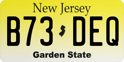 NJ license plate B73DEQ
