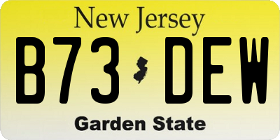 NJ license plate B73DEW