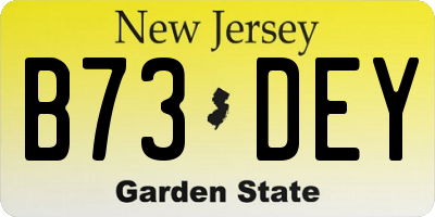 NJ license plate B73DEY