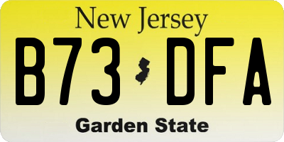 NJ license plate B73DFA