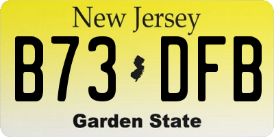 NJ license plate B73DFB