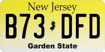 NJ license plate B73DFD