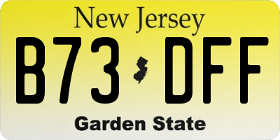 NJ license plate B73DFF