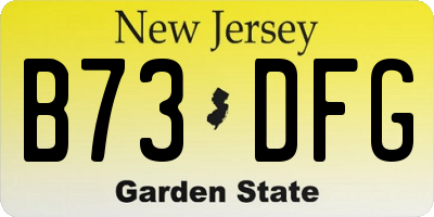 NJ license plate B73DFG