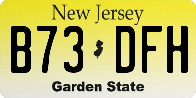 NJ license plate B73DFH