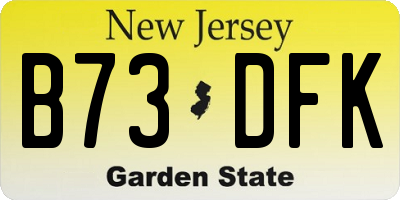 NJ license plate B73DFK