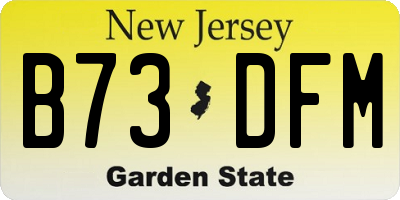 NJ license plate B73DFM