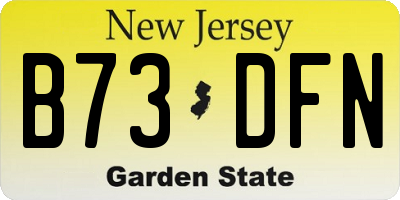 NJ license plate B73DFN