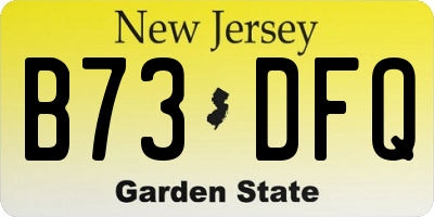 NJ license plate B73DFQ