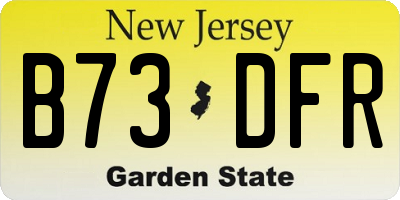 NJ license plate B73DFR