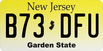 NJ license plate B73DFU