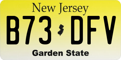 NJ license plate B73DFV