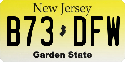 NJ license plate B73DFW