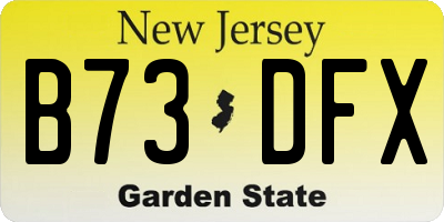 NJ license plate B73DFX