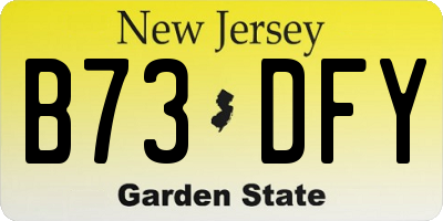 NJ license plate B73DFY